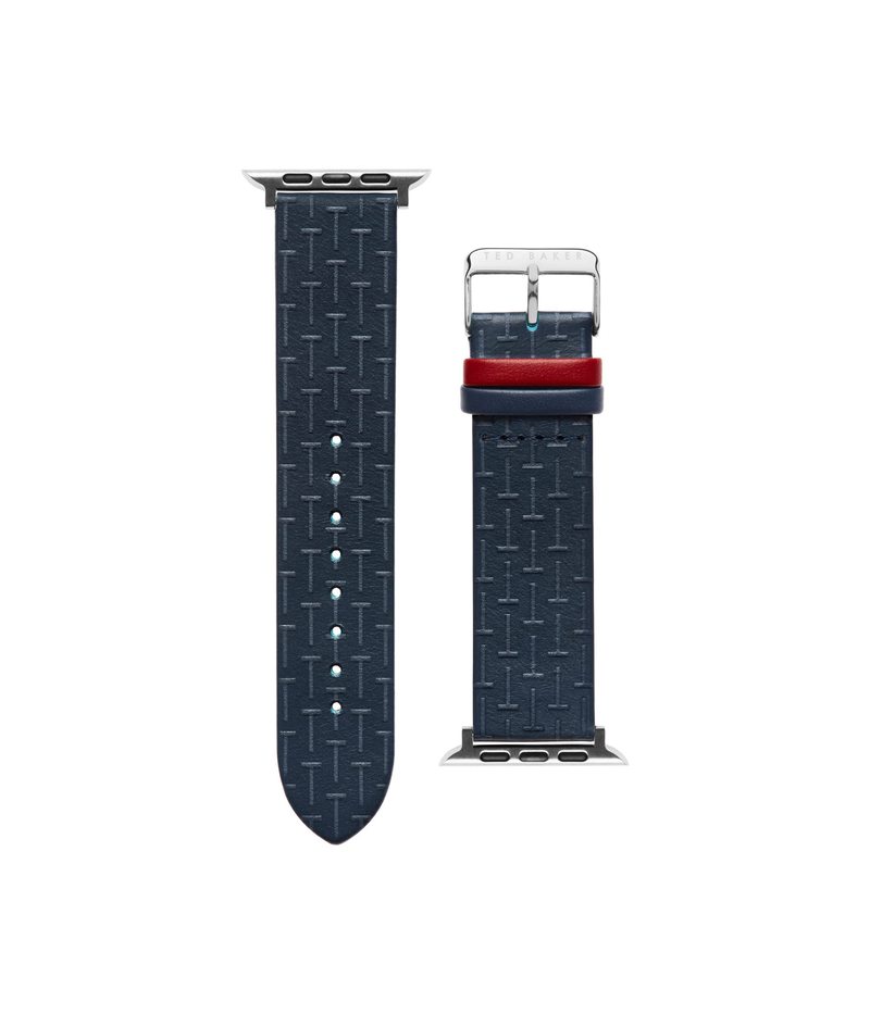 テッドベーカー メンズ 腕時計 アクセサリー T-Embossed Leather Red Keeper Apple Strap 42/44 Blue