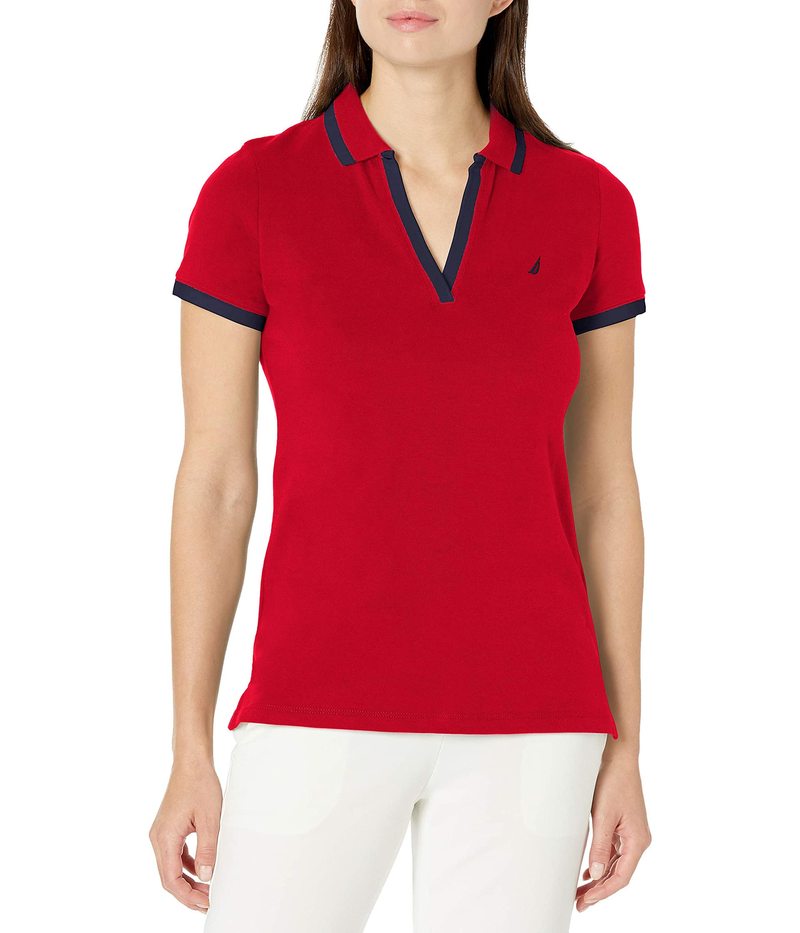 ナウティカ レディース シャツ トップス Women's Stretch Cotton Polo Shirt Nautica Red