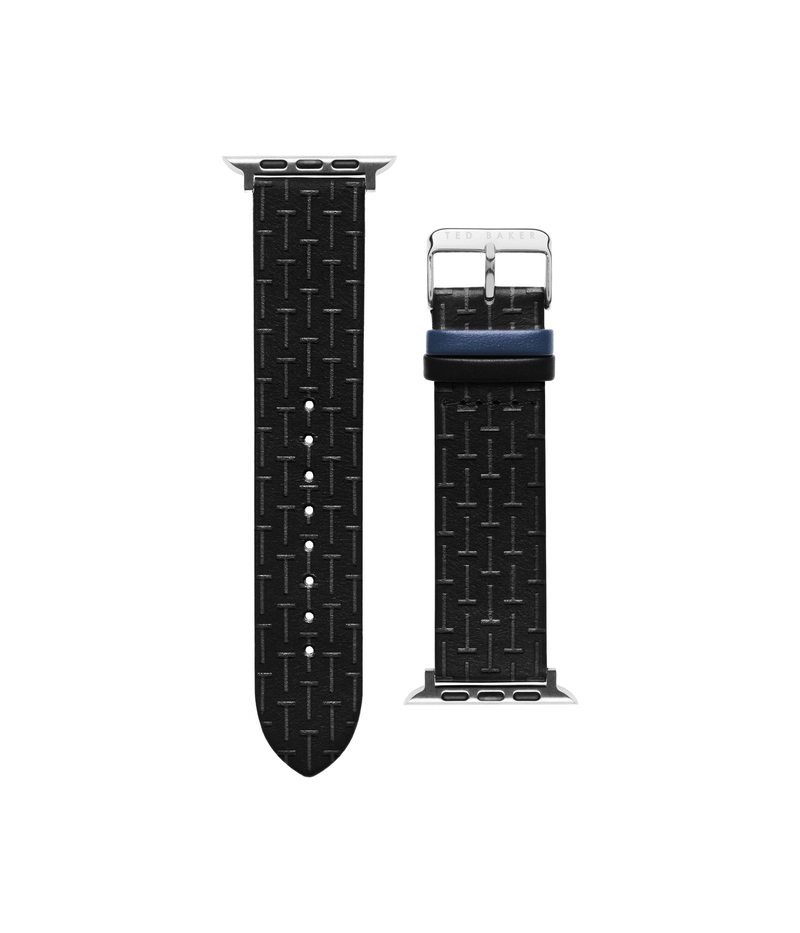 テッドベーカー メンズ 腕時計 アクセサリー T-Embossed Leather Blue Keeper Apple Strap 42/44 Black