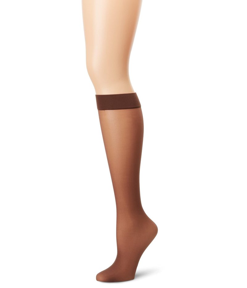 ヘインズ レディース 靴下 アンダーウェア Silk Reflections Women's Knee High With No Slip Band Gentlbrown