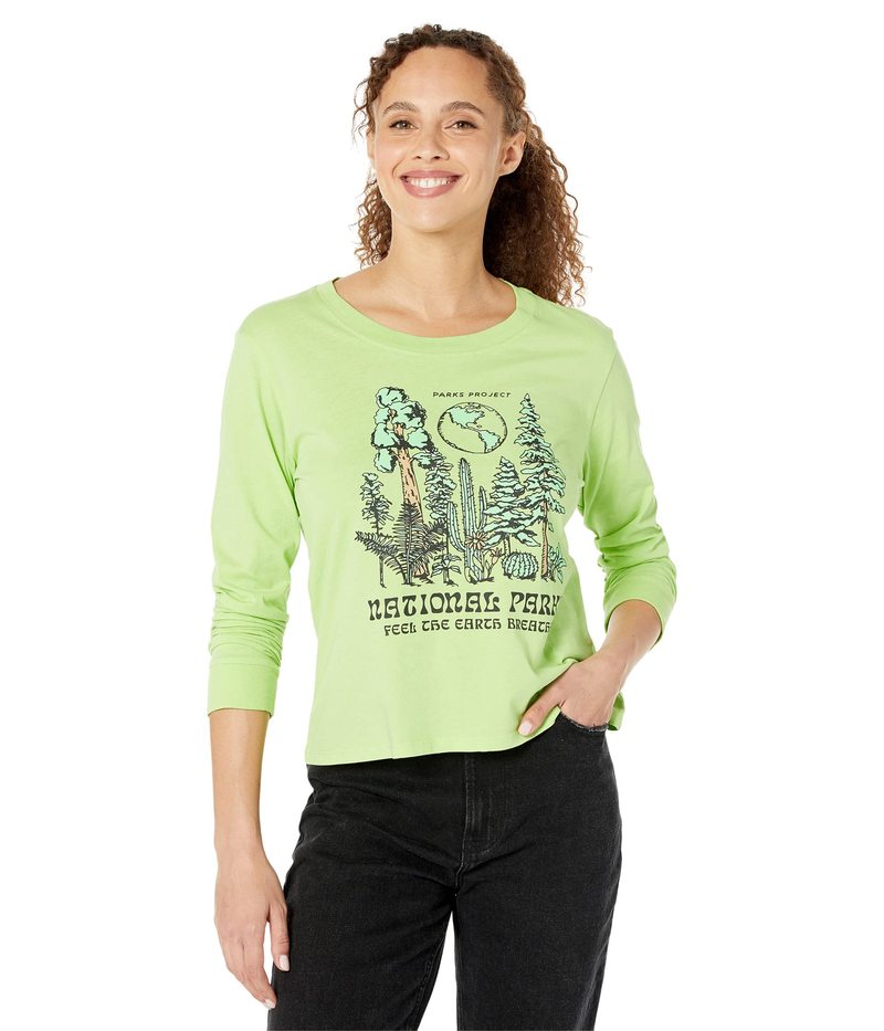 パークスプロジェクト レディース シャツ トップス Feel The Earth Breathe Long Sleeve Boxy Tee Lime Green