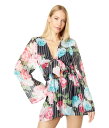 ベベ レディース ジャンプスーツ トップス Tie Front Floral Flutter Sleeve Romper Black/Pink