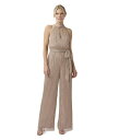 【送料無料】 アドリアナ パペル レディース ジャンプスーツ トップス Crinkle Metallic Halter Neck Blouson Jumpsuit Taupe/Pink