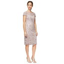 【送料無料】 アレックスイブニングス レディース ワンピース トップス Short Embroidered Cap Sleeve Dress Rose