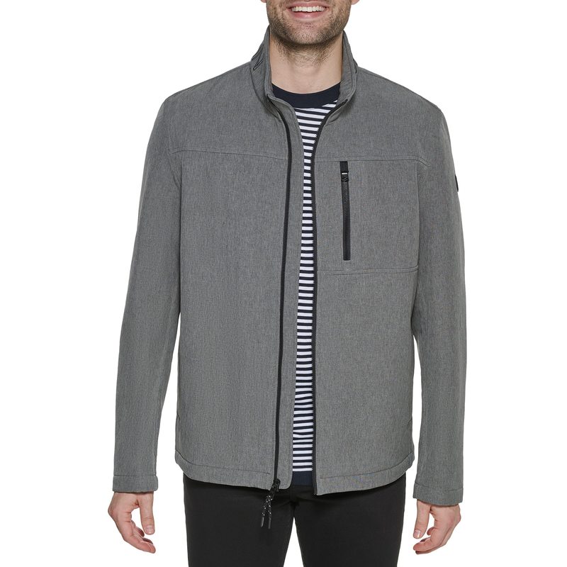 カルバン・クライン 【送料無料】 カルバンクライン メンズ コート アウター Calvin Klein Men's Water Resistant Soft Shell Open Bottom Jacket (Standard and Big & Tall) Light Grey