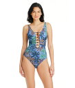 【送料無料】 ブルーロッドビーティ レディース 上下セット 水着 By The Sea Lace Down One-Piece Navy Multi