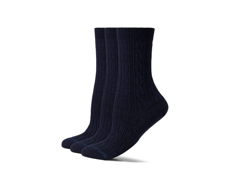 【送料無料】 スマートウール レディース 靴下 アンダーウェア Everyday Cable Crew Socks 3-Pack Deep Navy Heath