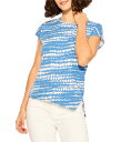 【送料無料】 ニックプラスゾーイ レディース シャツ トップス Dotty Lines Short Sleeve Crew Asymmetrical Tee Blue Multi