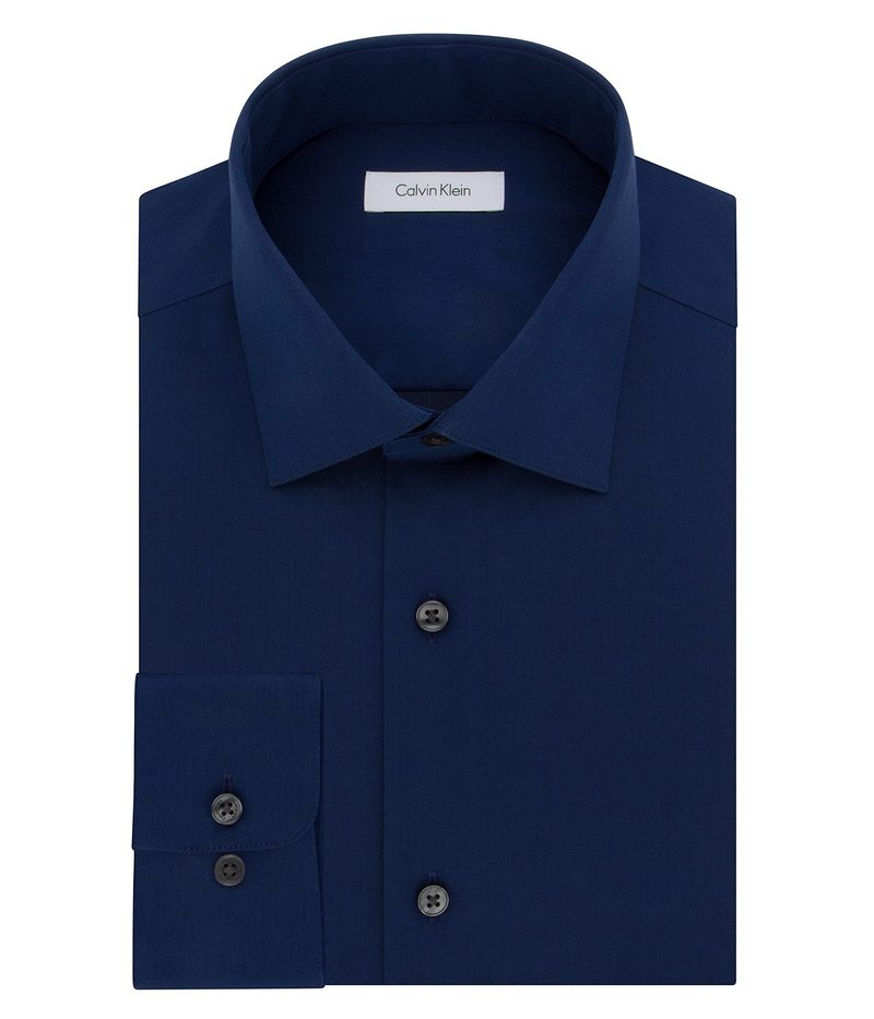 カルバン・クライン 【送料無料】 カルバンクライン メンズ シャツ トップス Men's Dress Shirt Regular Fit Non Iron Herringbone Blue Velvet