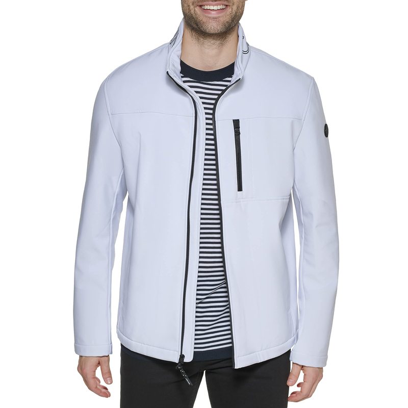 カルバン・クライン 【送料無料】 カルバンクライン メンズ コート アウター Calvin Klein Men's Water Resistant Soft Shell Open Bottom Jacket (Standard and Big & Tall) Crisp White