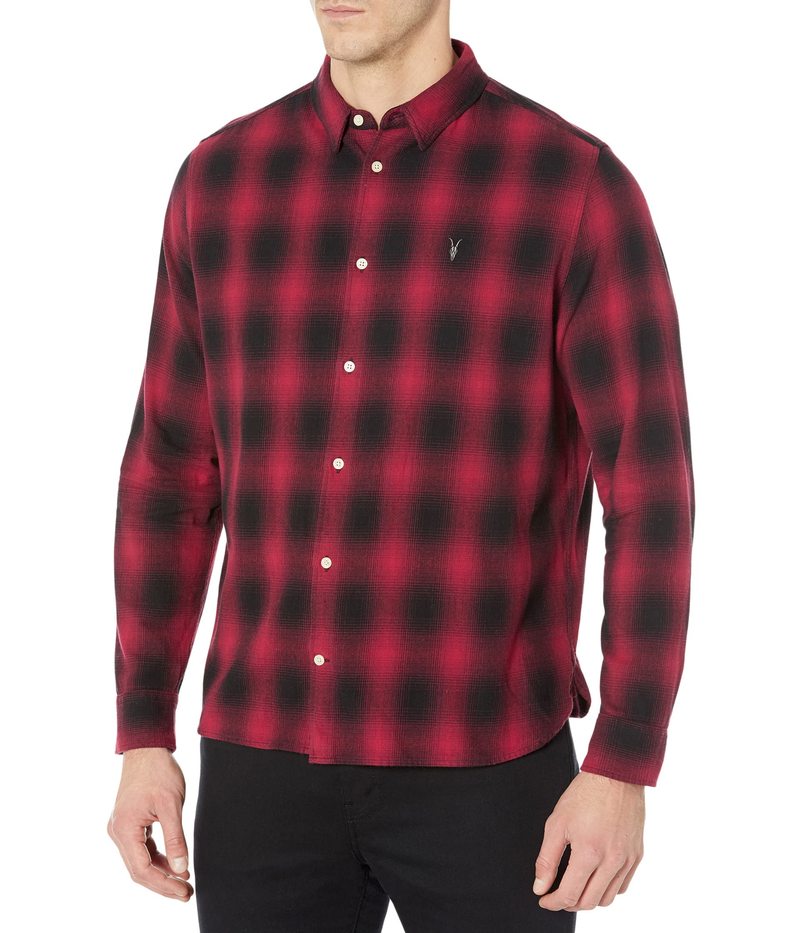 【送料無料】 オールセインツ メンズ シャツ トップス Hoboken Long Sleeve Shirt Black/Red