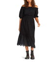 【送料無料】 ベッツィジョンソン レディース ワンピース トップス On/Off Shoulder Cotton Eyelet Midi Black