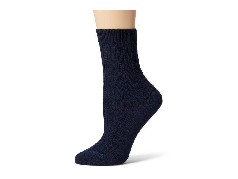 【送料無料】 スマートウール レディース 靴下 アンダーウェア Everyday Cable Zero Cushion Merino Wool Crew Deep Navy Heath