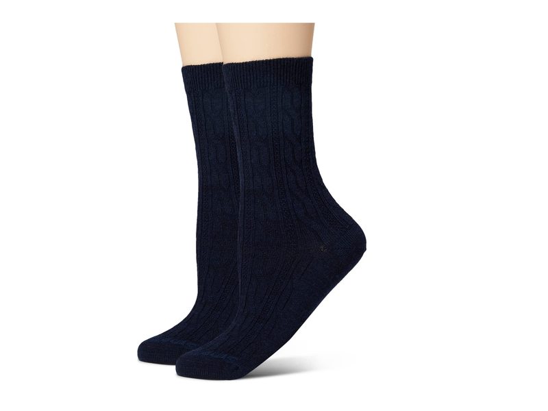 【送料無料】 スマートウール レディース 靴下 アンダーウェア Everyday Cable Crew 2-Pack Socks Deep Navy Heath