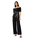 yz AhAi py fB[X WvX[c gbvX Off-the-Shoulder Knit Crepe Tie Waist Jumpsuit Black