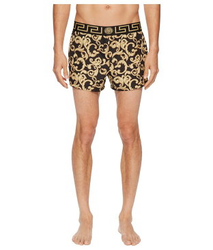 ヴェルサーチ メンズ ハーフパンツ・ショーツ 水着 Barocco Net Short Trunk Black/Gold