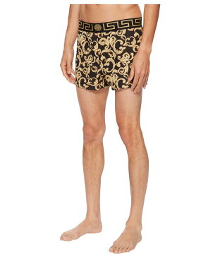 ヴェルサーチ メンズ ハーフパンツ・ショーツ 水着 Barocco Net Short Trunk Black/Gold