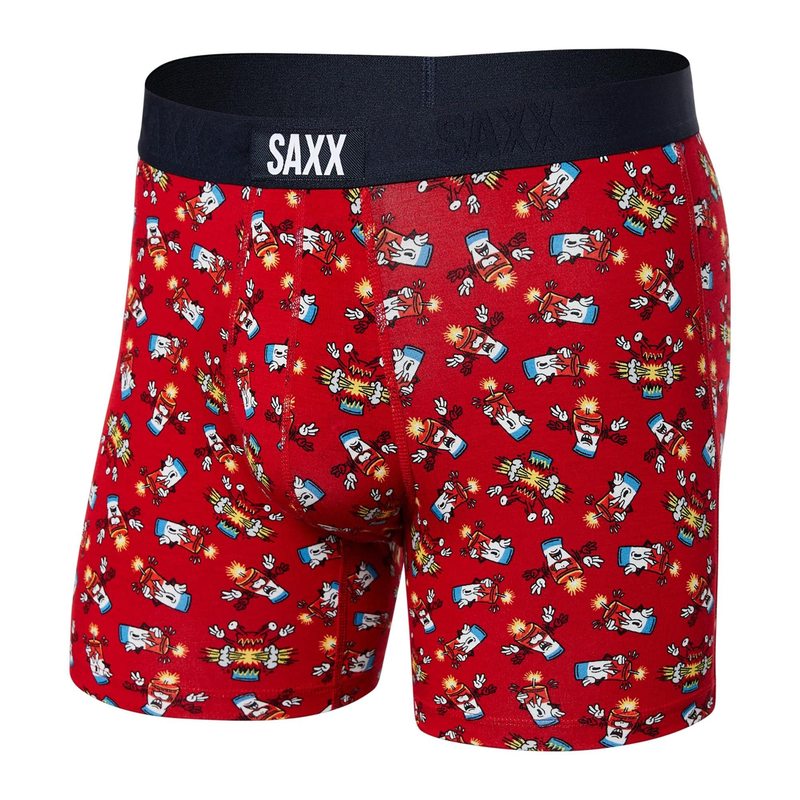 【送料無料】 サックスアンダーウェアー メンズ ボクサーパンツ アンダーウェア Vibe Super Soft Boxer Brief Big Bang/Red