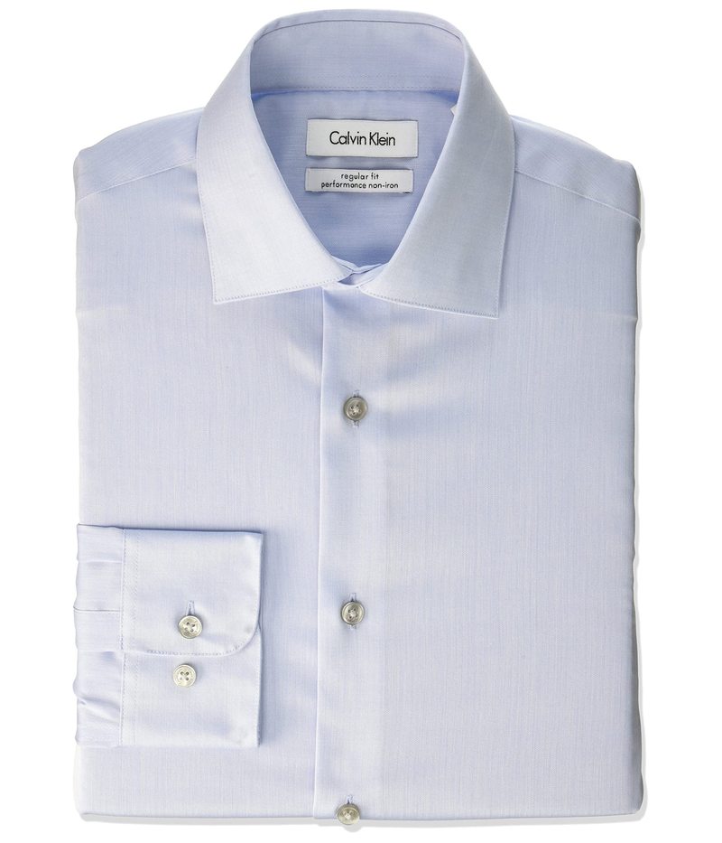 カルバン・クライン 【送料無料】 カルバンクライン メンズ シャツ トップス Men's Dress Shirt Regular Fit Non Iron Herringbone Blue