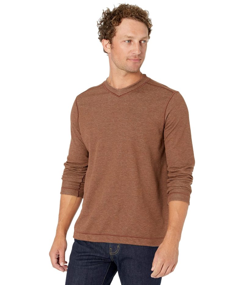 ジョンストンアンドマーフィー メンズ アウター ニット・セーター Vネック Johnston & Murphy Reversible Long Sleeve V-Neck Rust/Oatmeal ラスト