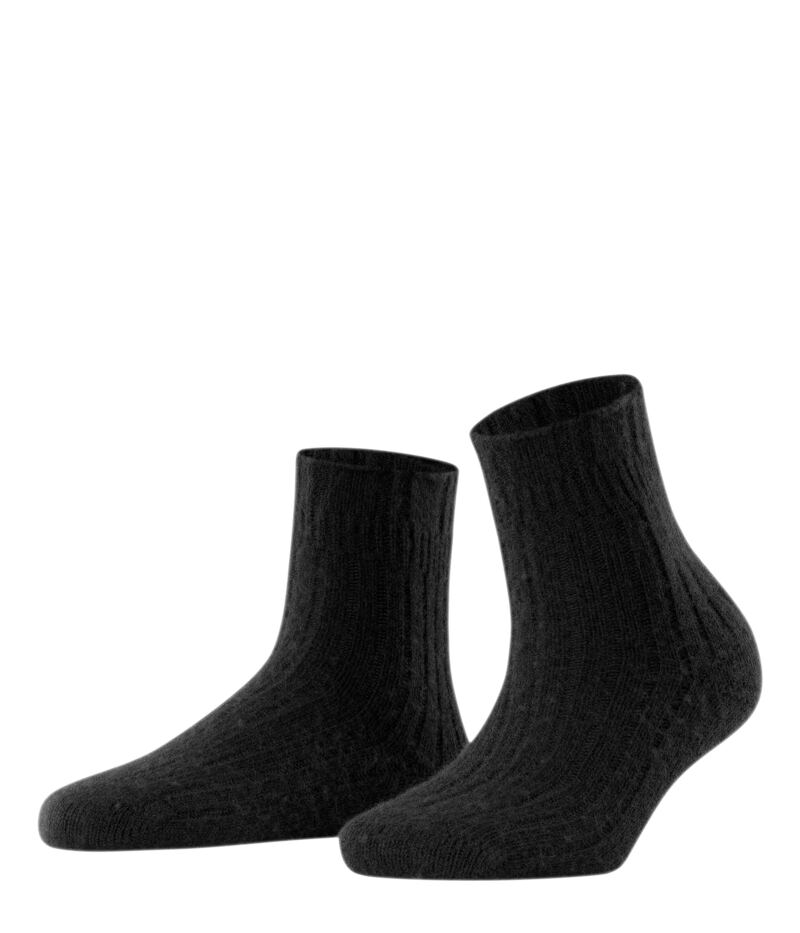 楽天ReVida 楽天市場店【送料無料】 ファルケ レディース 靴下 アンダーウェア Cashmere Blend Rib Bed Socks Black