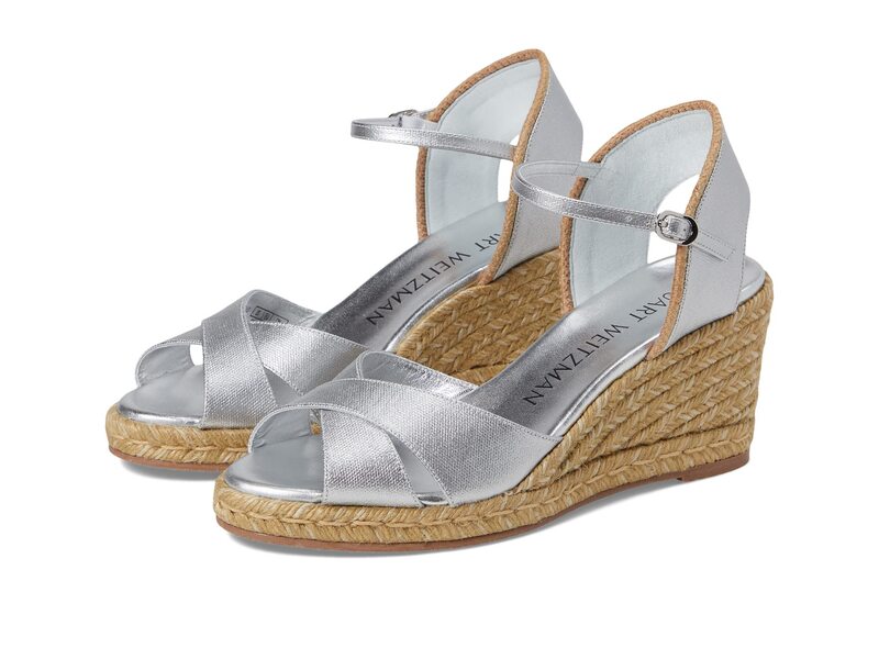 【送料無料】 スチュアート ワイツマン レディース ヒール シューズ Mirela II Espadrille Wedge Silve..