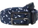 【送料無料】 ジョンストンアンドマーフィー メンズ ベルト アクセサリー Leather Woven Belt Navy/White