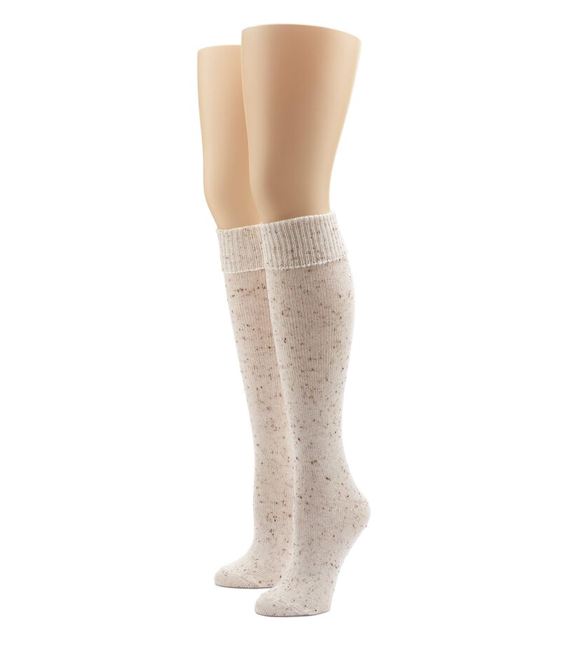 yz q[ fB[X C A_[EFA Cuffed Tweed Knee Socks Ivory