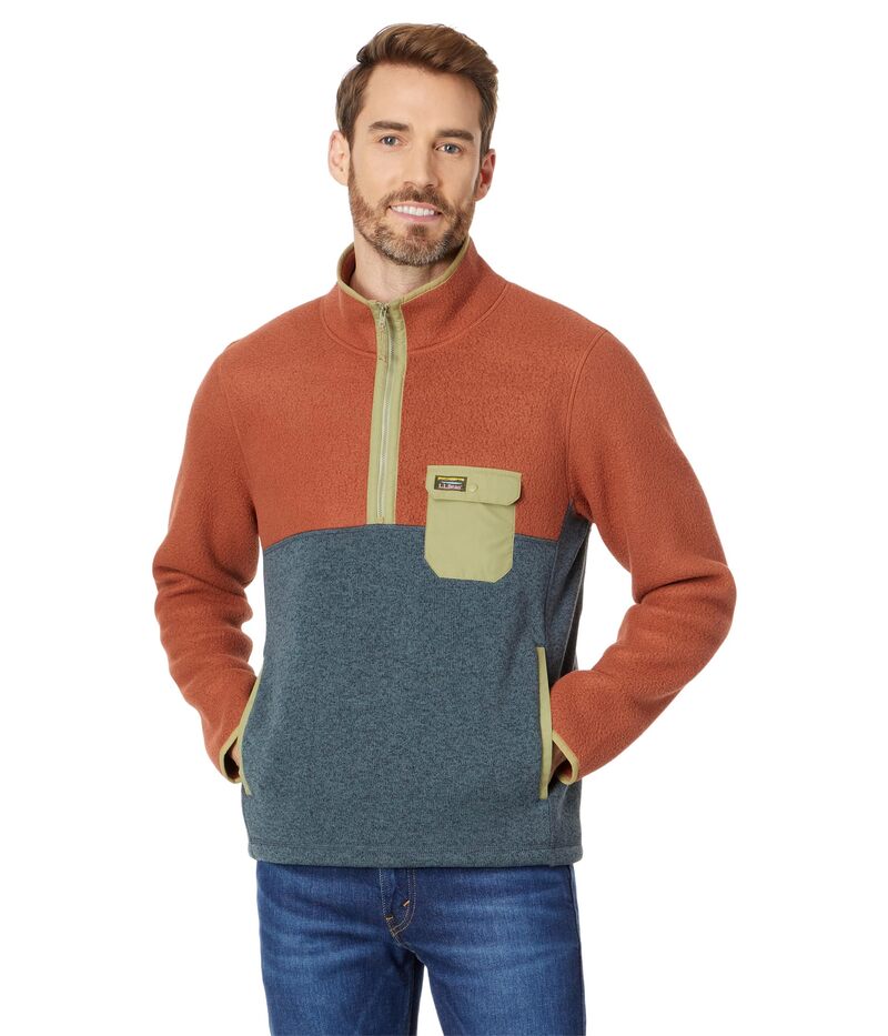 【送料無料】 エルエルビーン メンズ コート アウター Sweater Fleece Sherpa Hybrid Pullover Warm Umber/Rang