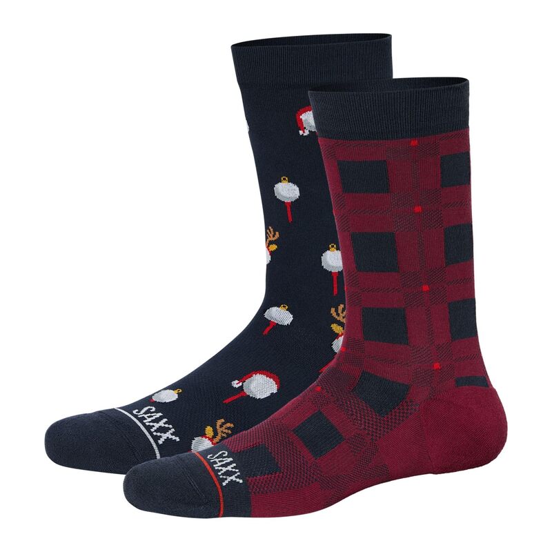 楽天ReVida 楽天市場店【送料無料】 サックスアンダーウェアー メンズ 靴下 アンダーウェア Whole Package Crew Socks 2-Pack Christmas Tee/C