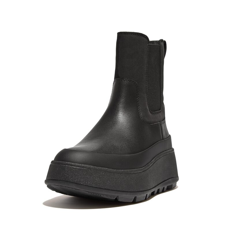 【送料無料】 フィットフロップ レディース ブーツ レインブーツ シューズ F-Mode Water-Resistant Flatform Chelsea Boots All Black