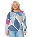 【送料無料】 ニックプラスゾーイ レディース ニット セーター アウター Plus Size Printed Tiles Femme Sleeve Sweater Blue Multi