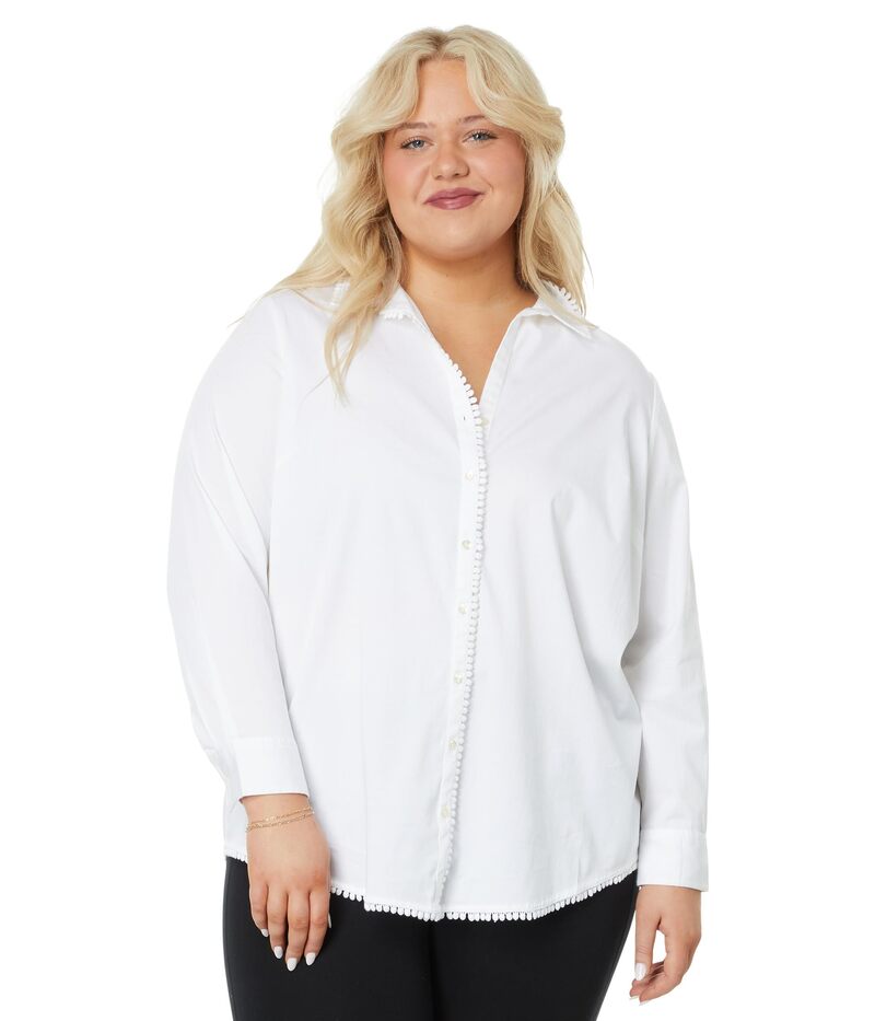  ニックプラスゾーイ レディース シャツ トップス Plus Size Round About Shirt Paper White