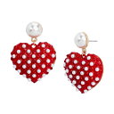 【送料無料】 ベッツィジョンソン レディース ピアス・イヤリング アクセサリー Pearl Heart Drop Earrings, Red/Gold