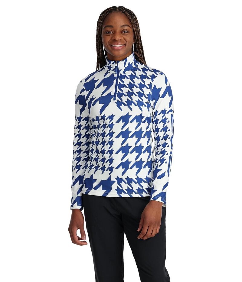 yz XpC_[ fB[X Vc gbvX Houndstooth 1/2 Zip Electric Blue