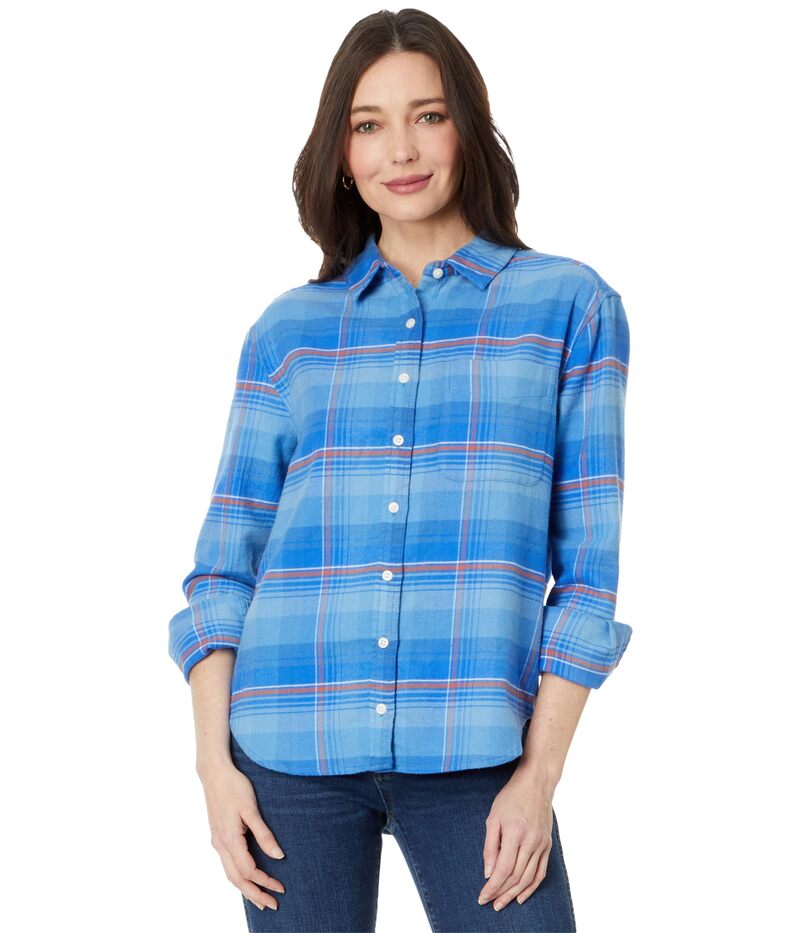 【送料無料】 ペンドルトン レディース シャツ トップス Boyfriend Flannel Shirt Blue/Redwood Pl