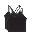 【送料無料】 パクト レディース シャツ トップス Everyday Shelf Bra Cropped Camisole 3-Pack Black