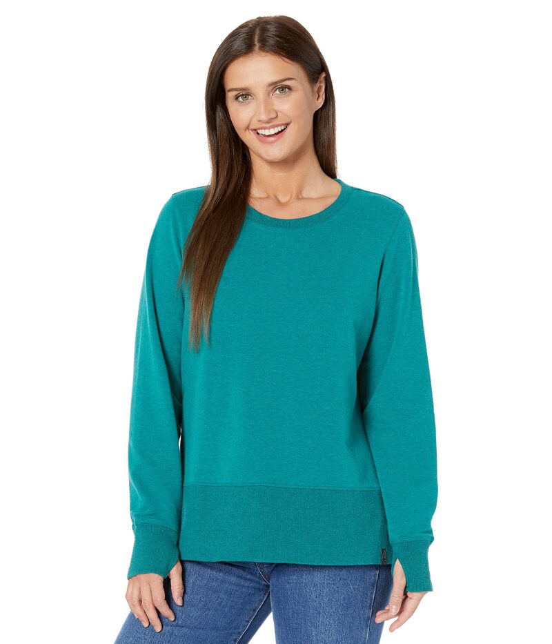 【送料無料】 エルエルビーン レディース パーカー・スウェット アウター Petite Bean's Cozy Split Hem Sweatshirt Warm Teal Heath