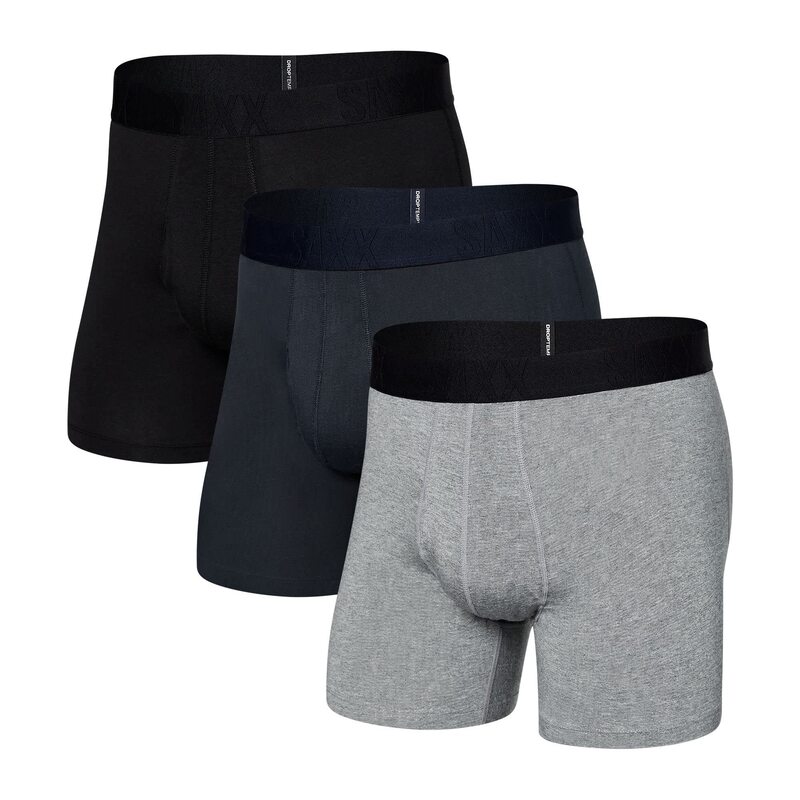 【送料無料】 サックスアンダーウェアー メンズ ボクサーパンツ アンダーウェア Droptemp Cooling Cotton Boxer Brief Fly 3-Pack Dark Grey Heath