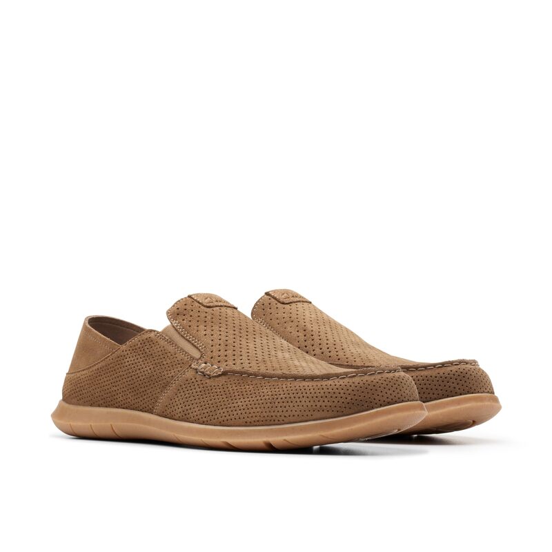 【送料無料】 クラークス メンズ スリッポン・ローファー シューズ Flexway Easy Light Tan Suede