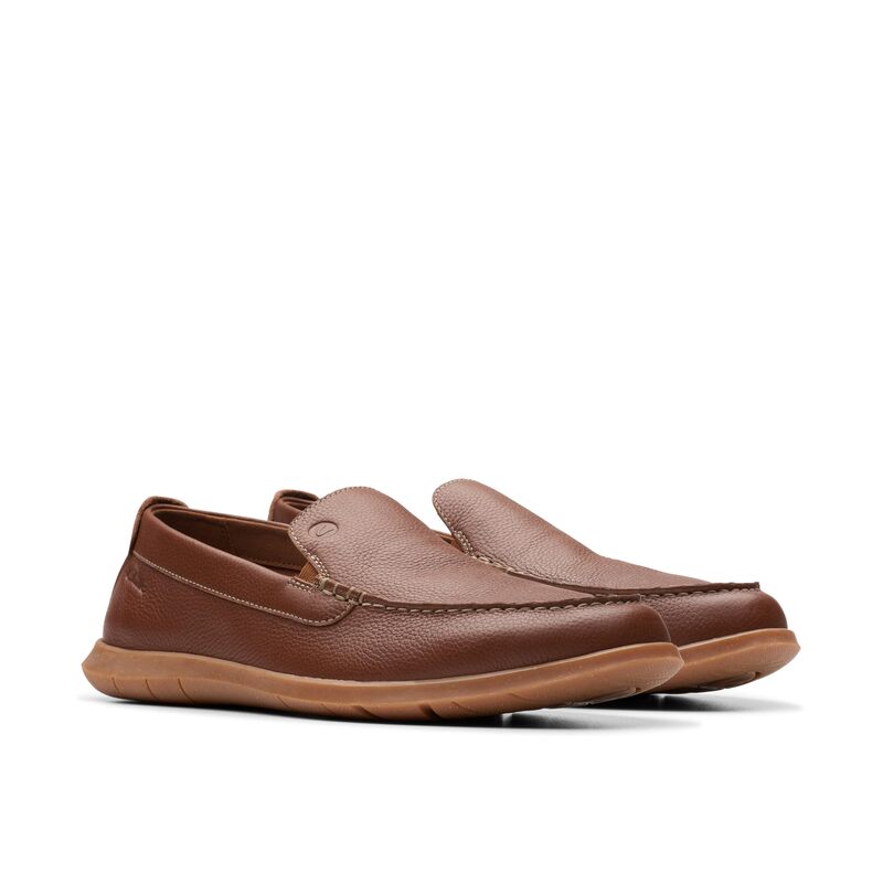 【送料無料】 クラークス メンズ スリッポン・ローファー シューズ Flexway Step Light Brown Lea