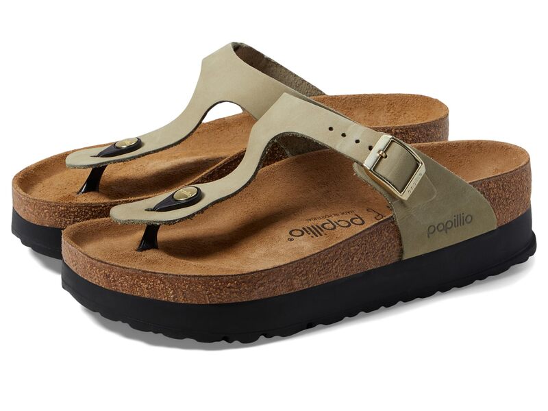 ギゼ 【送料無料】 ビルケンシュトック レディース サンダル シューズ Papillio by Birkenstock Gizeh Platform Sandal - Nubuck Eucalyptus