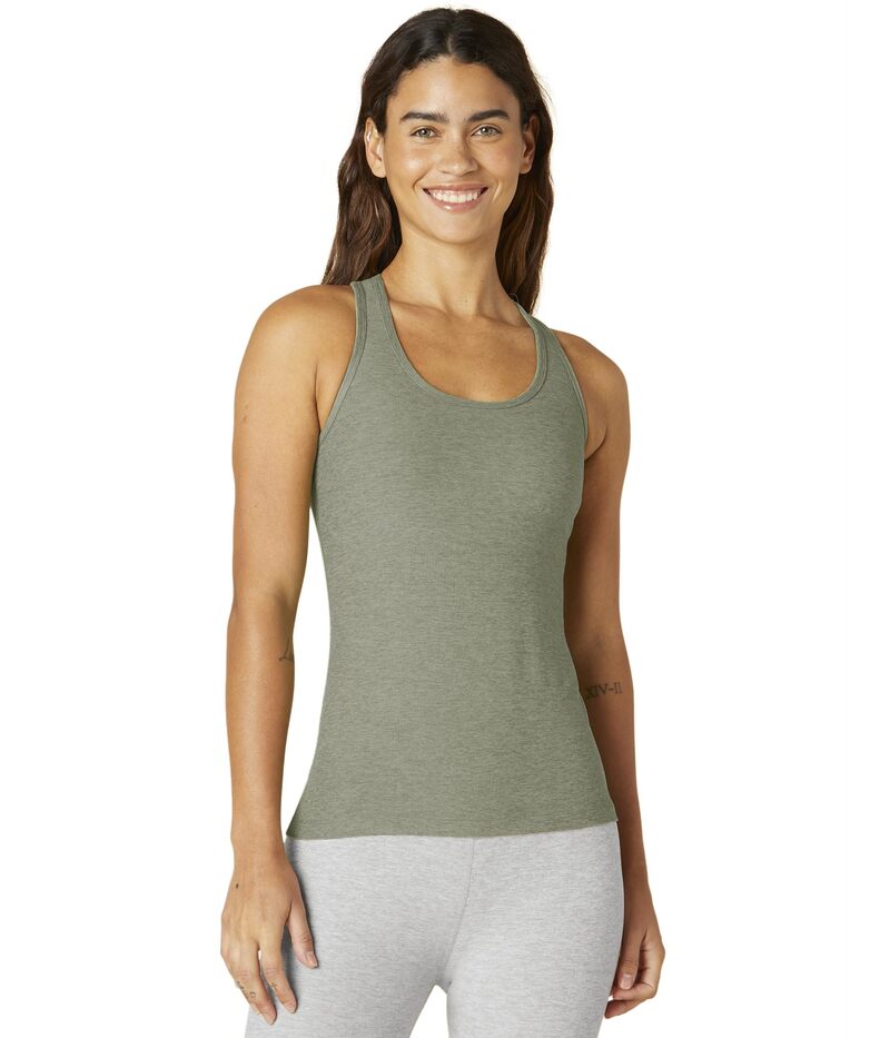 【送料無料】 ビヨンドヨガ レディース シャツ トップス Spacedye Step Up Racerback Tank Grey Sage Heath