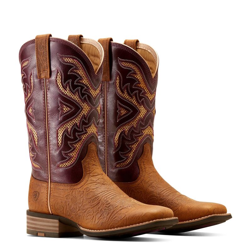 【送料無料】 アリアト レディース ブーツ・レインブーツ シューズ San Angelo VentTEK 360 Western Boots Tooled Toasted