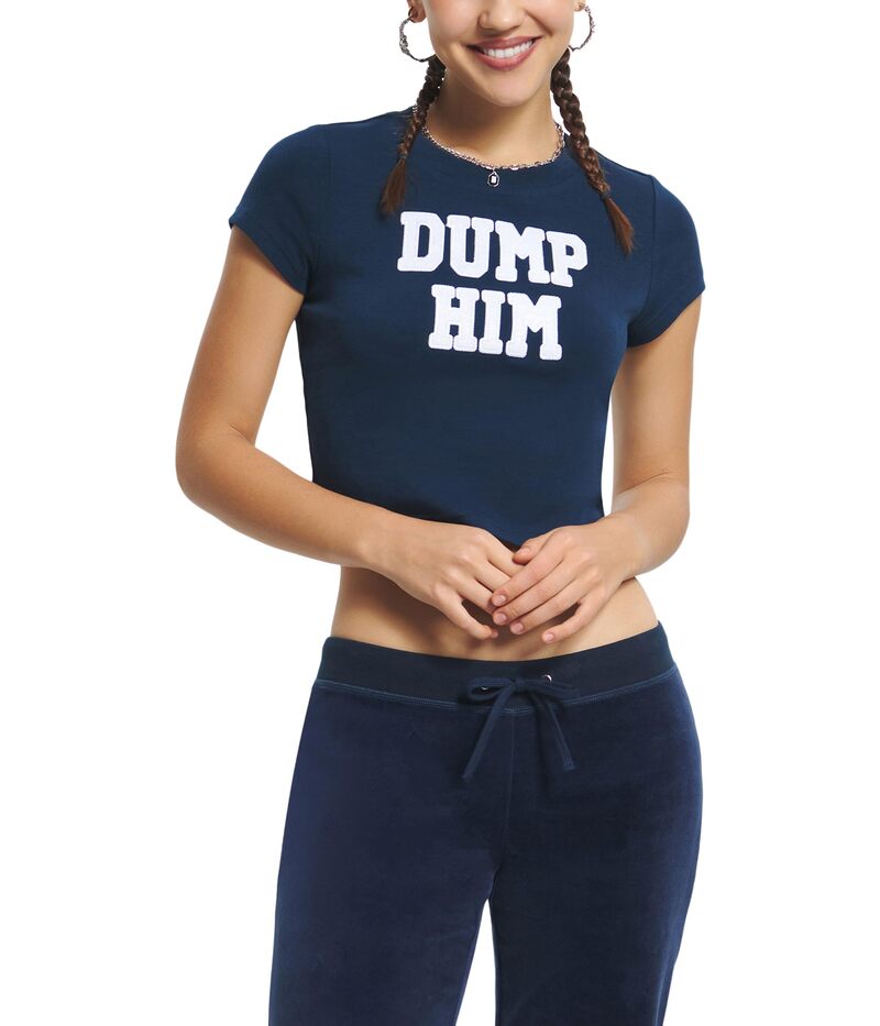 ジューシークチュール　ベビー服 【送料無料】 ジューシークチュール レディース シャツ トップス Dump Him Graphic Baby Tee Regal Blue