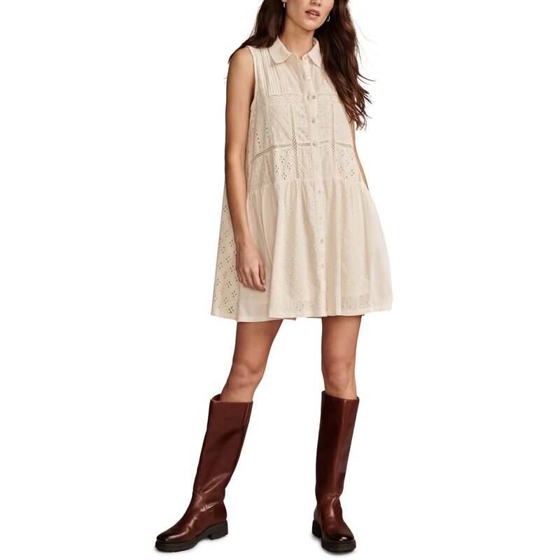 【送料無料】 ラッキーブランド レディース ワンピース トップス Collared Tiered Dress Turtledove
