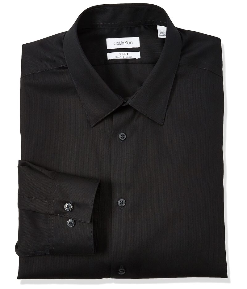 【送料無料】 カルバンクライン メンズ シャツ トップス Dress Shirts Slim Fit Non Iron Solid Black