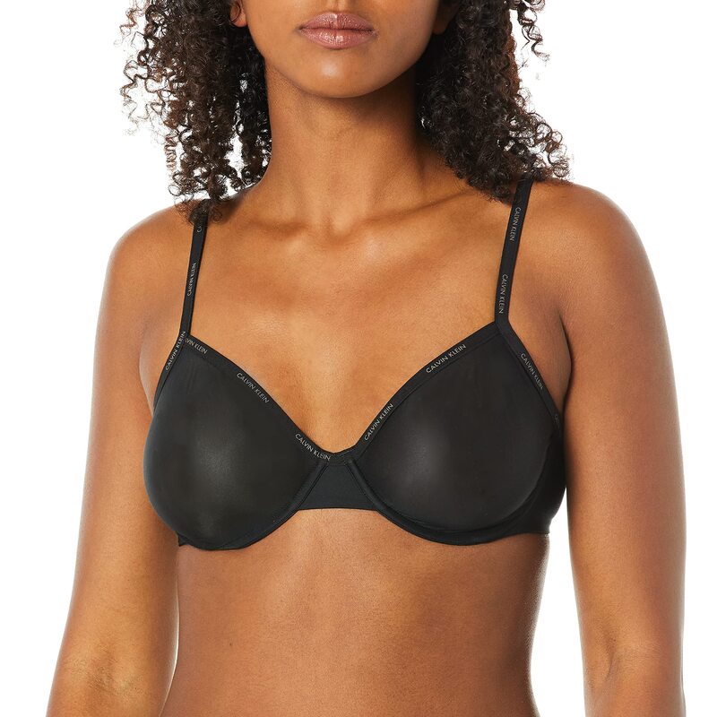  カルバンクライン レディース ブラジャー アンダーウェア Sheer Marquisette Unlined Demi Bra Black