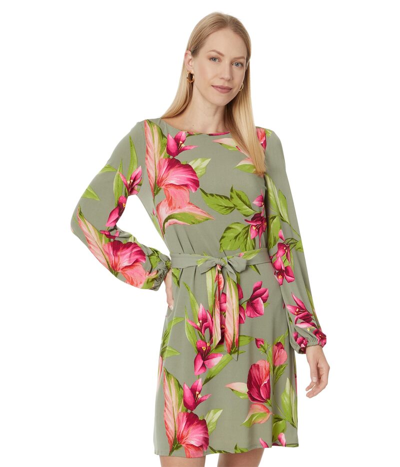 【送料無料】 トッミーバハマ レディース ワンピース トップス Lavish Blooms Long Sleeve Short Dress Tea Leaf