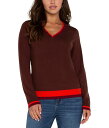 【送料無料】 リヴァプール ロサンゼルス レディース ニット・セーター アウター Long Sleeve V Neck Colorblock Fine Jersey Sweater Retro Brown Mul(4)